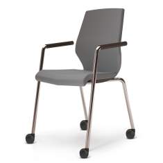 Besucherstühle mit Rollen grau Stuhl Netzgewebe JET.II Besucherstuhl