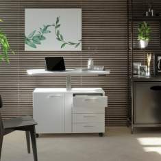 Homeoffice Schreibtisch höhenverstellbar Home Office Möbel weiß klain, Home Office Modul