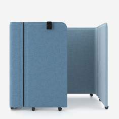 mobiler Arbeitsplatz akustik Arbeitsplätze blau Privatsphäre Büro Schreibtisch mit Trennwand auf Rollen Nowy Styl Brainy