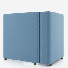 mobiler Arbeitsplatz akustik Arbeitsplätze blau Privatsphäre Büro Schreibtisch mit Trennwand auf Rollen Nowy Styl Brainy