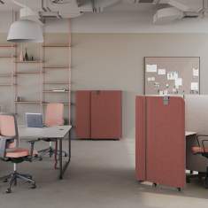 mobiler Arbeitsplatz akustik Arbeitsplätze Privatsphäre Büro Schreibtisch mit Trennwand auf Rollen Nowy Styl Brainy