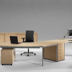 Großer Schreibtisch, Teamschreibtisch Büro Schreibtische Tischplatte Holz Team Büromöbel, Middel, os-System