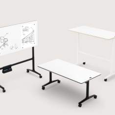Staffeltisch mit Rollen Staffeltische höhenverstellbar Konferenztisch Brunner lift active
hochklappbare Tischplatte