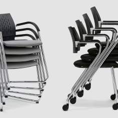 Besucherstuhl mit Rollen Besucherstühle schwarz Konferenzstühle stapelbar Konferenzstuhl Bene B_Cause