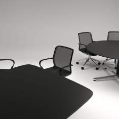 Konferenztisch schwarz Konferenztische Büro Direktionseinrichtungen Bene, Filo 4-Star Table
abgerundete Tischplatte
