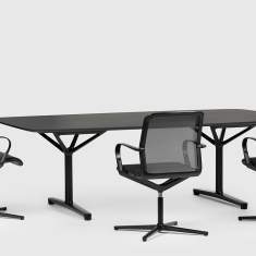 Konferenztisch schwarz Konferenztische Büro Direktionseinrichtungen Bene, Filo 4-Star Table
abgerundete Tischplatte