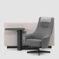 Beistelltisch Tischmodul mit Trennwand Sessel grau Loungesessel Bene PORTS Lounge Task Lounge