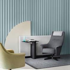 Beistelltisch Tischmodul mit Trennwand Sesel Loungesessel Bene PORTS Lounge Task Lounge