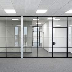 Akustik Büro Akustikelemente Glaswand mit Tür Bene, Akustik RG Ganzglaswand