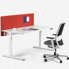 Schreibtisch Sichtschutz rot Schreibtischaufsatz akustik Bene T-Panel Curve