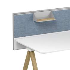 Schreibtisch Sichtschutz blau Schreibtischaufsatz akustik Bene T-Panel Multi