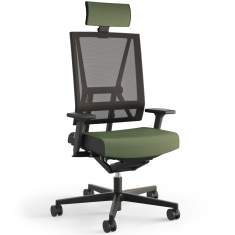 Bürostuhl grün mit Armlehnen Bürodrehstuhl Büro Drehstuhl viasit, scope Netzrücken
mit Kopfstütze