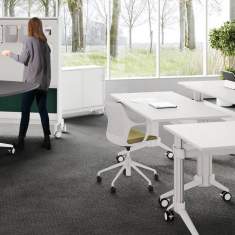 Höhenverstellbarer Schreibtisch Büro Schreibtische weiß |ergonomische Büromöbel, Leuwico, GO² move Sitz-/Stehtische