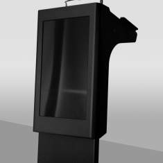 Rednerpult mit einem 32 Zoll Front-Display.
Elektrisch höhenverstellbares KANZLER Rednerpult barrierefrei Rednerpulte schwarz Riesenrat