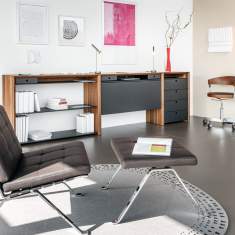 Loungesessel schwarz Leder Büro Clubsessel Design Loungemöbel,, Girsberger, Modell 1600