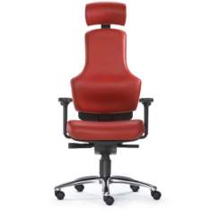 Chefsessel,Kopfstützte Leder rot, Bürostuhl | Bürodrehstuhl Leder rot, 1000 Stühle, ORTHOLETIC BALANCE