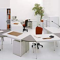 Eckschreibtisch weiß Büromöbel Schreibtische grau weiß rund  BWW, EUROPAT