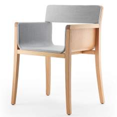Besucherstuhl Holzschale Konferenzstühle grau Cafeteria Stühle, rosconi, Objektmöbel - li-lith
