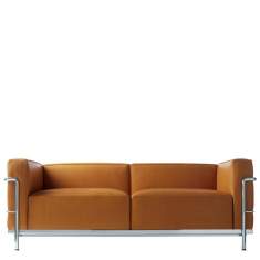 Sofa braun Loungesofa mit Armlehnen Zweisitzer Leder Cassina, LC3