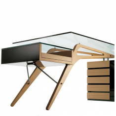 Filigraner Schreibtisch Holz Büromöbel Home Office Tisch, Holz Schreibtische Design Zanotta, Cavour