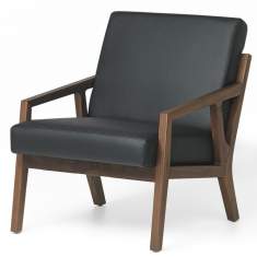 Lounge Sessel schwarz Leder Bürosessel Holz Loungesessel Design Orangebox orly