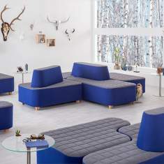 Möbel für Warte und Empfangsbereiche | Loungesofa | Modulare Sitzgruppen, blau, German Design Award, SMV Sitz- & Objektmöbel, FLEXFIVE