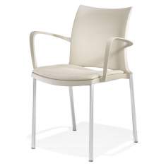 Besucherstuhl beige Kunststoff Besucherstühle mit Armlehnen Kantinen Stuhl Cafeteria Stuhl günstig Kusch+Co 2200 ¡Hola! Stapelsessel