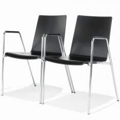 Besucherstühle mit Armlehnen Holzschale Konferenzstühle schwarz günstig Kusch+Co 1220 Duo