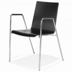 schwarzer Besucherstuhl mit Armlehnen Besucherstühle Holzschale Konferenzstuhl strapelbar Konferenzstühle günstig Kusch+Co 1220 Duo