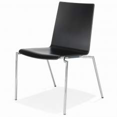 schwarzer Besucherstuhl ohne Armlehnen Besucherstühle Holzschale Konferenzstuhl strapelbar Konferenzstühle günstig Kusch+Co 1220 Duo