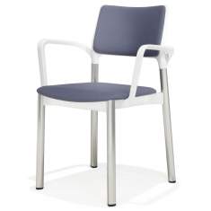 Besucherstuhl blau Besucherstühle mit Vierfußgestell Konferenzstuhl Aluminium Konferenzstühle mit Armlehnen Kantinen Stuhl günstig Stapelstuhl Kusch+Co 3650 Arn