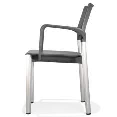 Besucherstuhl schwarz Besucherstühle mit Vierfußgestell Konferenzstuhl Aluminium Konferenzstühle mit Armlehnen Kantinen Stuhl günstig Stapelstuhl Kusch+Co 3650 Arn