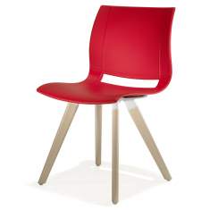 Besucherstuhl rot Besucherstühle mit Vierfußgestell aus Holz Konferenzstuhl Kunststoff Konferenzstühle Kantinen Stuhl Kusch+Co 2080 uni_verso