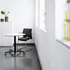Rolltisch weiß Rolltische Konferenztisch auf Rollen Konferenztische Rund höhenverstellbar, CEKA, Lift-Tisch