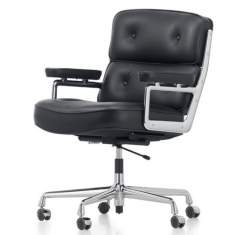 Esklusiver Bürostuhl | Leder, schwarz, Bürodrehstuhl, vitra, Lobby Chair ES 104