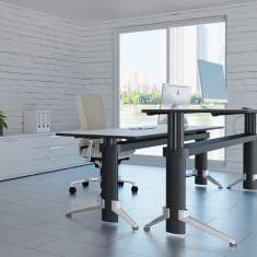 Höhenverstellbarer Schreibtisch Büro Schreibtische weiß |ergonomische Büromöbel, Leuwico, GO² move Sitz-/Stehtische
Doppelarbeitsplatz