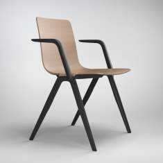 Besucherstuhl Holz Besucherstühle schwarz Konferenzstühle mit Armlehnen Cafeteria Stühle, Brunner, A-Chair 9707/A