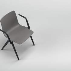Besucherstuhl Kunststoff Besucherstühle grau Konferenzstühle mit Armlehnen Cafeteria Stühle, Brunner, A-Chair 9709/A