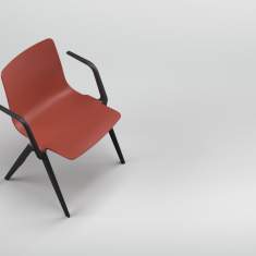 Besucherstuhl Kunststoff Besucherstühle rot Konferenzstühle mit Armlehnen Cafeteria Stühle, Brunner, A-Chair 9709/A