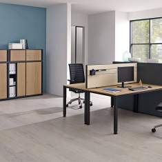Design Schreibtisch Füsse schwarz 4-Fuss Sichtblende Holz| Büro Schreibtische | Büromöbel, Palmberg, Schreibtisch SINAC