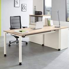 Schreibtisch elektrifizierbar weiss Holz, | Büro Schreibtische | Palmberg, Schreibtisch SYSTO•TEC