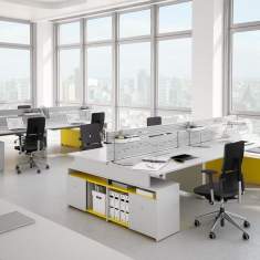 Schreibtisch Grossraumbüro, Moderne Büroarbeitsplätze, Büro-Arbeitsplatz, Steelcase, Fusion Bench