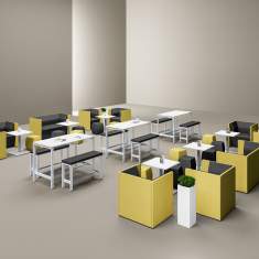 Bistrotische weiß Büro Stehtische, kleine Tische Kantine, Assmann Büromöbel, Solos High Desk