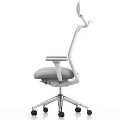 Chefstuhl, Bürostuhl grau Bürodrehstühle Kopfstützte, Aluminium, Armlehnen | Bürodrehstuhl, vitra, ID Mesh