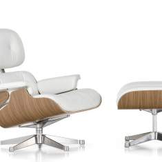 Vitra Lounge Chair weiß Leder Loungesessel Büro Loungemöbel, vitra, Lounge Chair & Ottoman