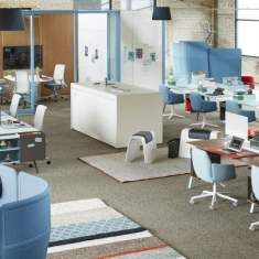Drehstühle Büro Design Drehstuhl blau Bürostühle mit Armlehnen HAWORTH, Poppy