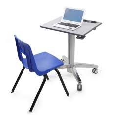 mobiler Steh-Sitz Tisch höhenverstellbarer Schreibtisch mit Rollen Ergotron LearnFit
