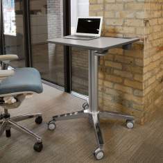 mobiler Steh-Sitz Tisch höhenverstellbarer Schreibtisch mit Rollen Ergotron LearnFit