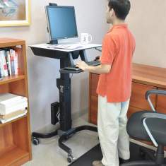 mobiler Steh-Sitz Arbeitsplatz höhenverstellbarer Schreibtisch mit Rollen Ergotron WorkFit-C Single