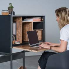 Arbeitsplatz flexibel Home Office Holz Tisch mit Schränke fahrbar Movo THE FREE SPIRIT